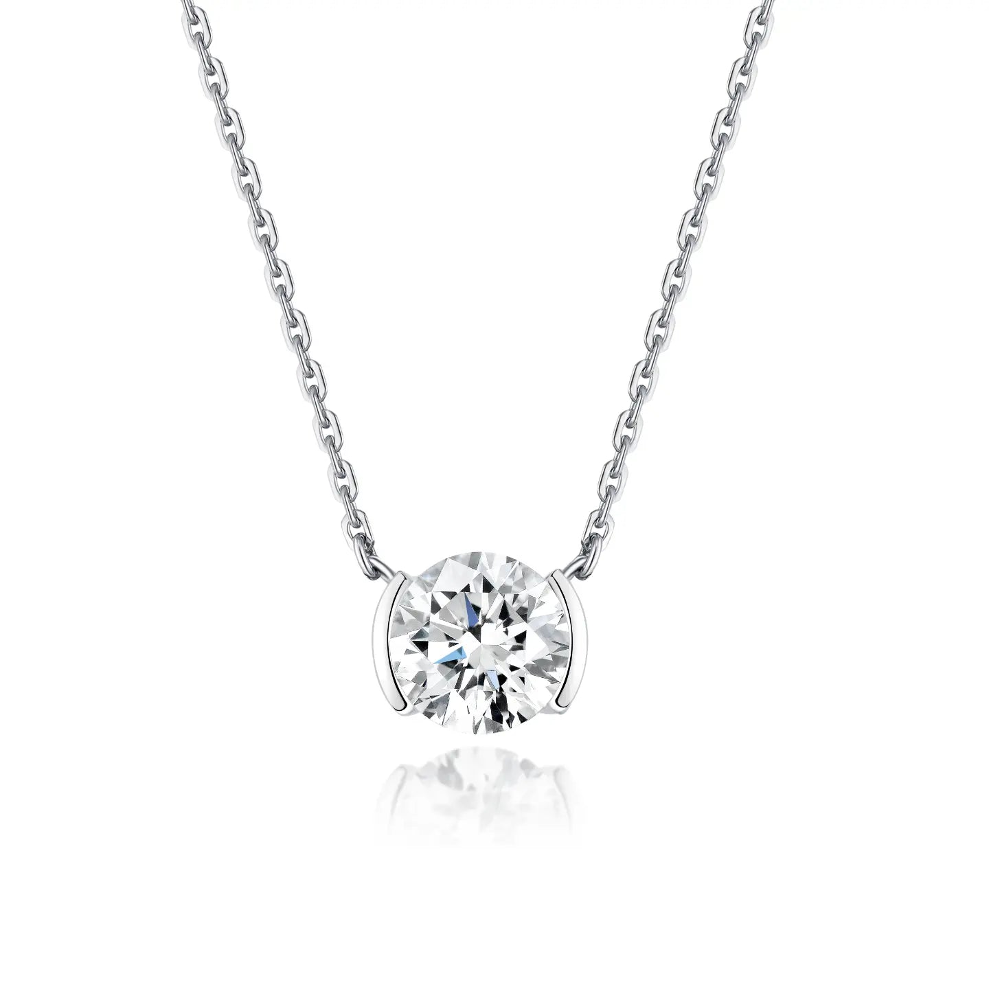 Colier din argint cu diamant de cultură „Pure Radiant”