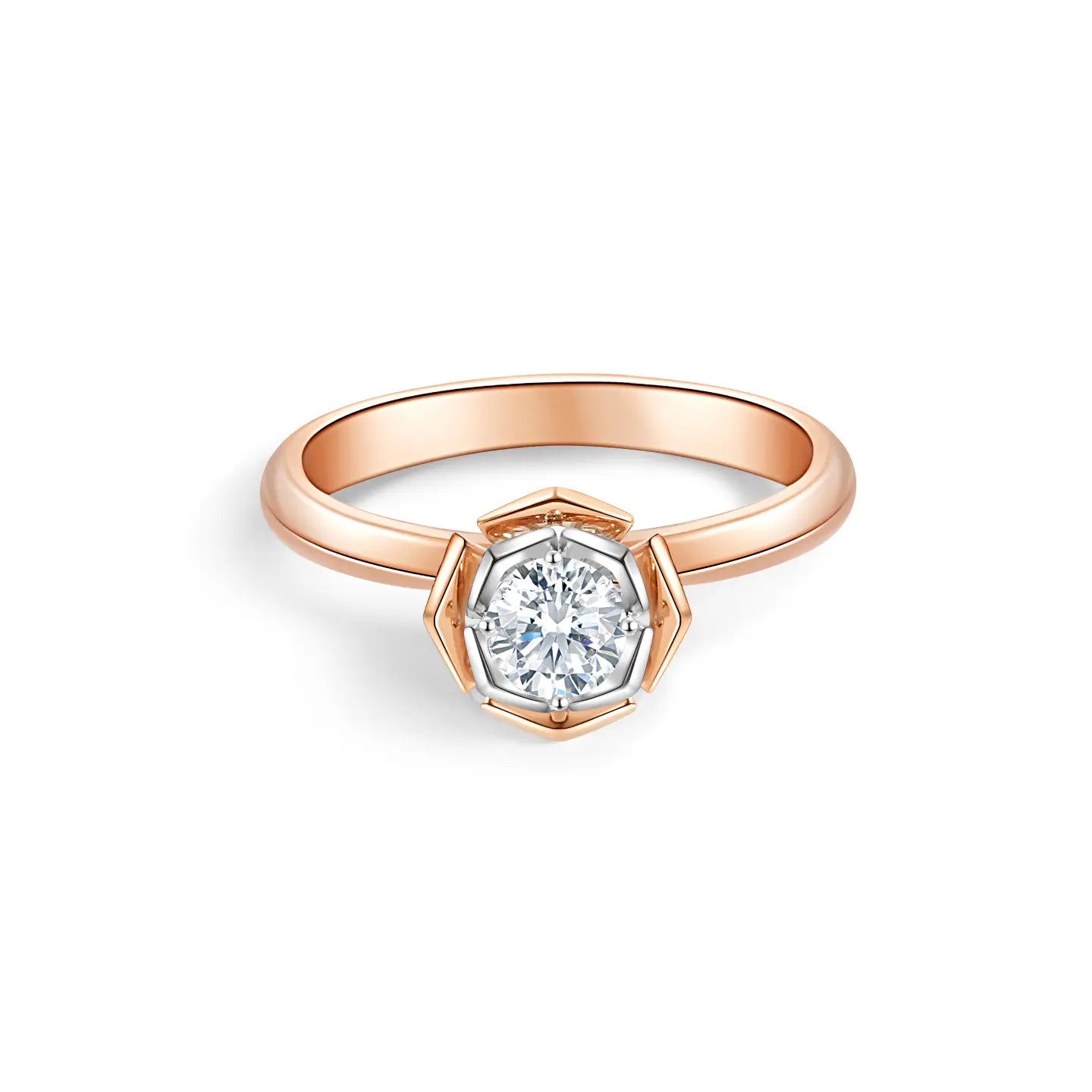 Inel solitar bicolor cu diamant de cultură „Dual Harmony”