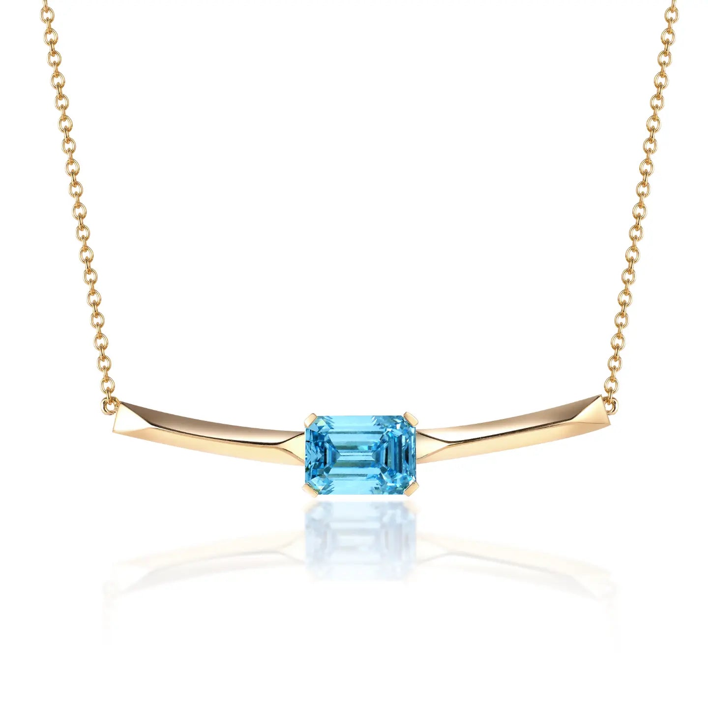 Colier din aur galben 18K cu diamant de cultură albastru „Azure Soleil”