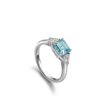 Inel din aur alb 18K cu diamant de cultură albastru „Eterna Blue Aurora