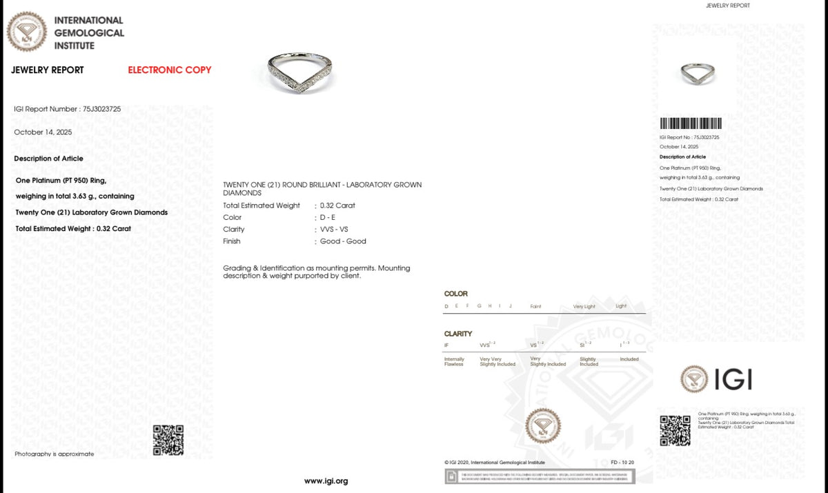 Inel din platină PT950 cu diamante de cultură – IGI 75J3023725
