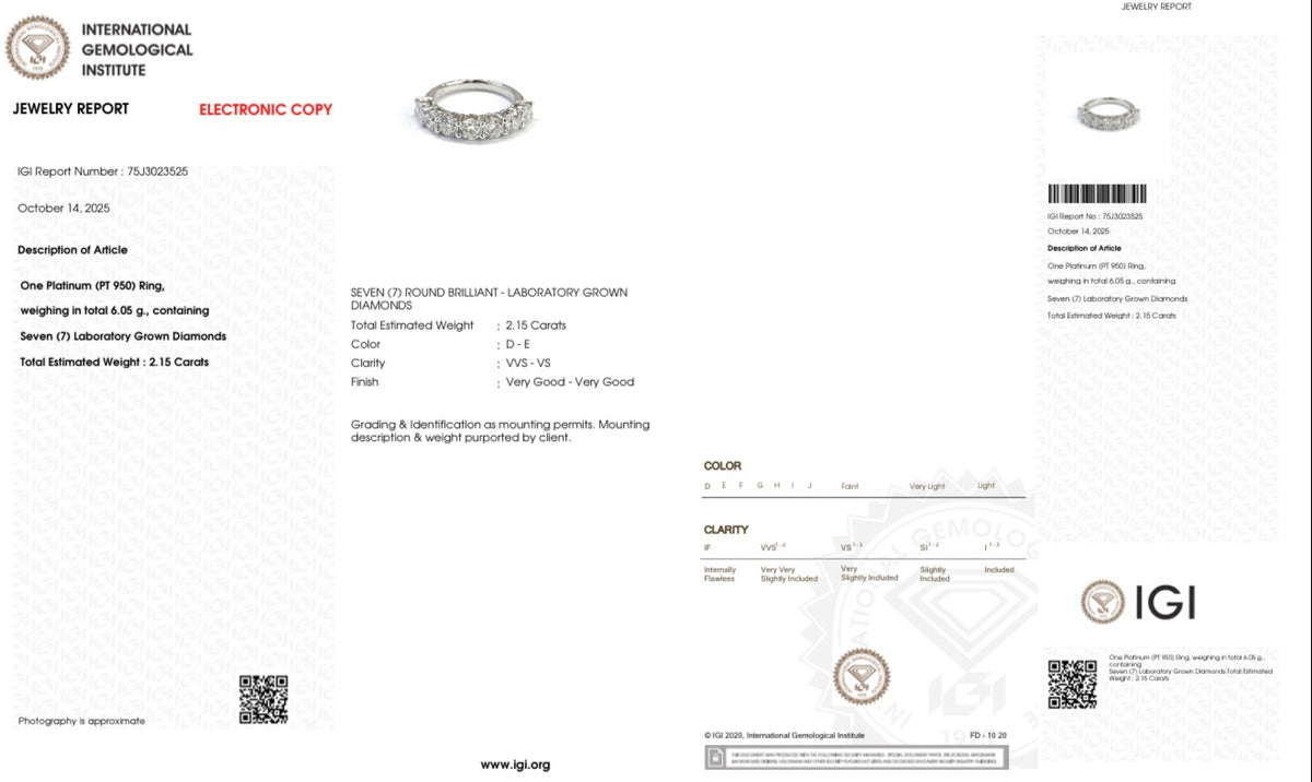 Inel din platină PT950 cu diamante de cultură – IGI
