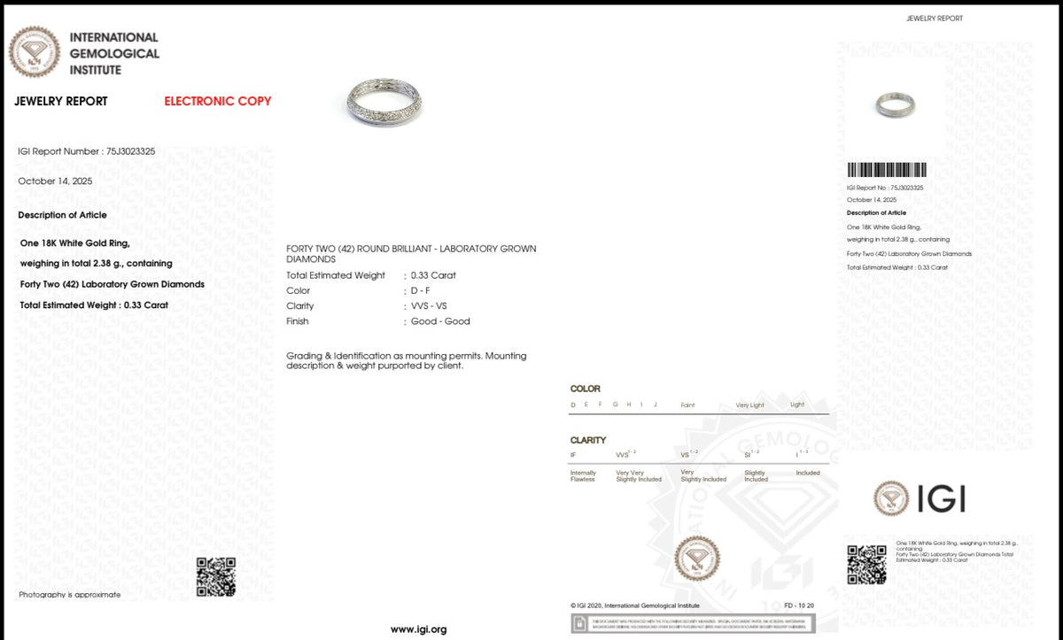 Inel din AUR750 cu diamante de cultură – IGI 75J3023325