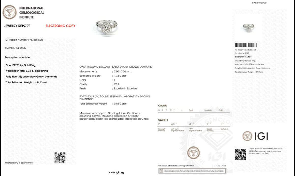 Inel din AUR750 cu diamant de cultură – IGI