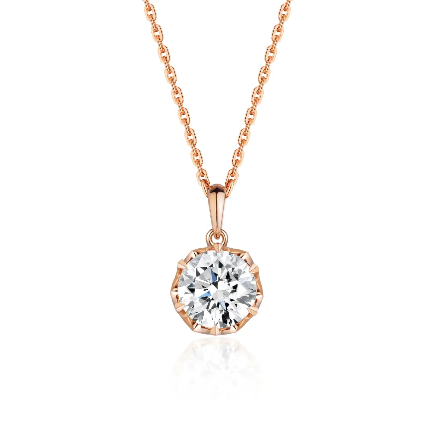 Colier din aur roz cu diamant de cultură „Rosé Clarity