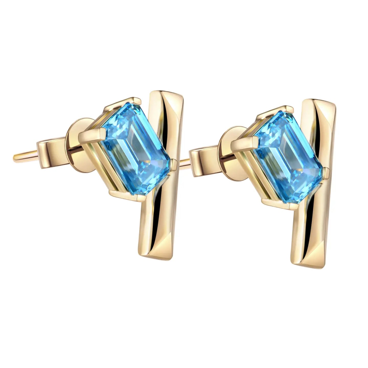 Cercei din aur galben 18K cu diamante de cultură albastre „Azure Lumière”