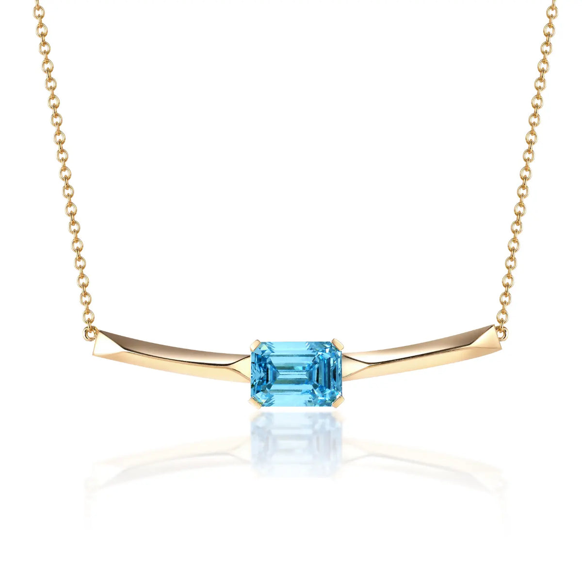 Colier din aur galben 18K cu diamant de cultură albastru „Azure Soleil”