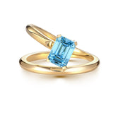Inel din aur galben 18K cu diamant de cultură albastru „Azure Flame”