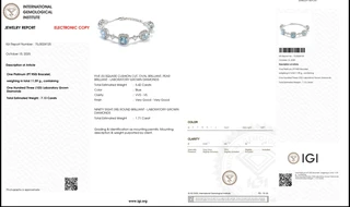 Brățară din platină PT950 cu diamante albastre de cultură – IGI 75J3024125