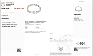 Brățară din platină PT950 cu diamante de cultură– IGI 75J3023825
