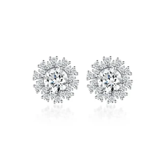 Cercei AUR750 cu diamante de cultură „Classic Halo”
