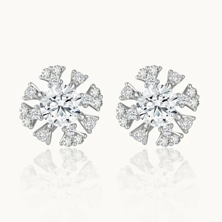 Cercei Din AUR750 „Mini Snowflake” cu diamante de cultură
