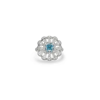 Inel din AUR750 cu diamant de cultură albastru