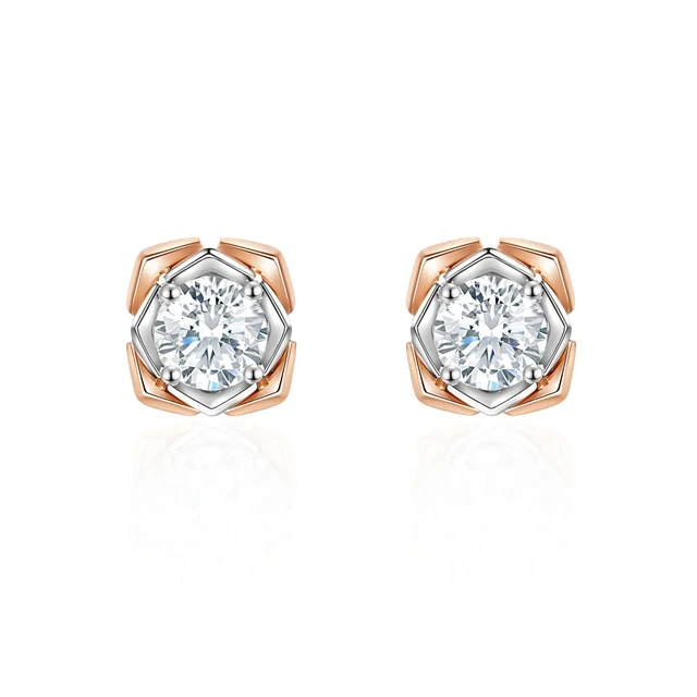 Cercei AUR750 bicolor cu diamante de cultură „Duo Elegance”