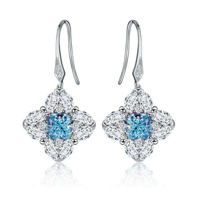 Cercei din AUR750 cu diamante de cultură albastre „Azure Grace”