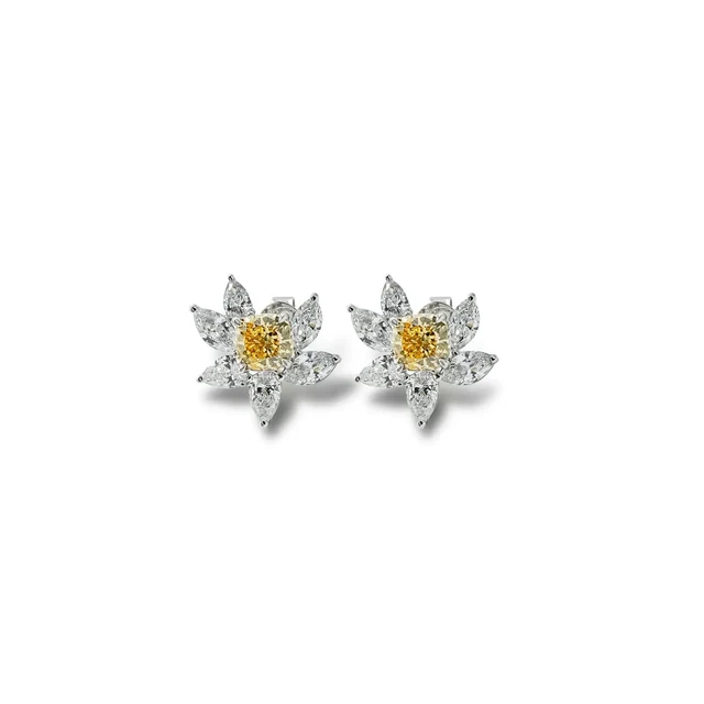 Cercei din AUR750 cu diamante de cultură galbene „Eterna Golden Light”
