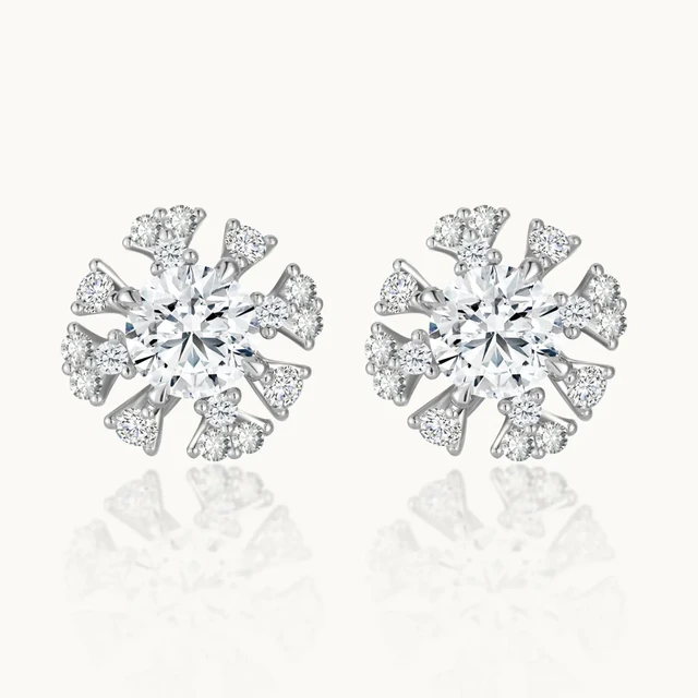 Cercei Din AUR750 „Mini Snowflake” cu diamante de cultură