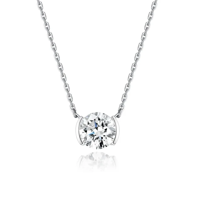Colier din S925 cu diamant de cultură „Pure Radiant”