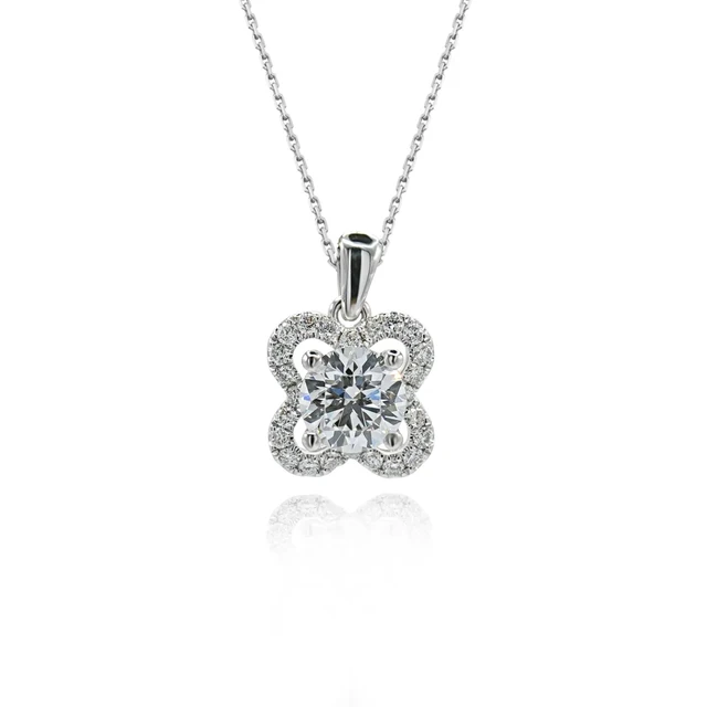 Colier AUR750 cu diamant de cultură E VS1 „Eterna Signature”