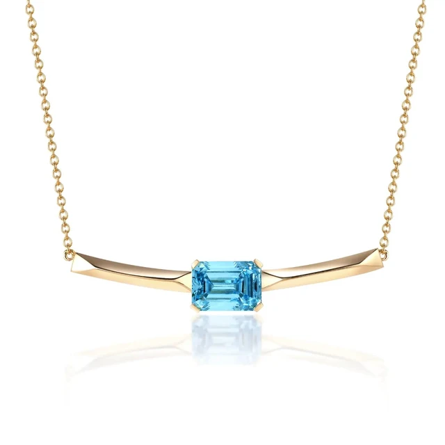 Colier din  AUR750 cu diamant de cultură albastru „Azure Soleil”