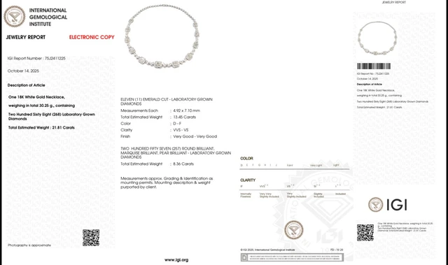 Colier din AUR750 cu diamante de cultură – IGI