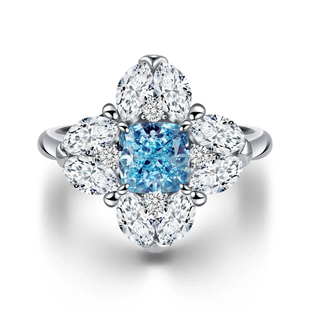 Inel din AUR750 cu diamante de cultură albastre Azure Eclipse