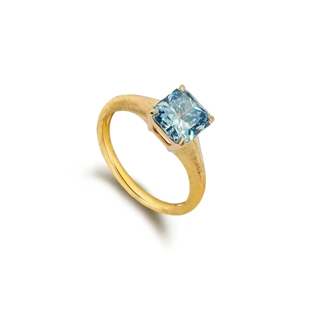 Inel din AUR750 cu diamant de cultură albastru Eterna Blue Flame