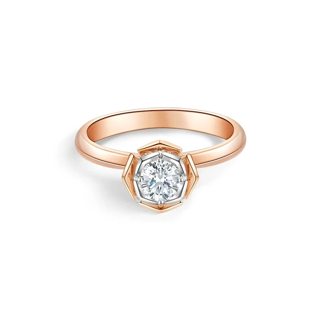 Inel cu AUR750 solitar bicolor cu diamant de cultură Dual Harmony